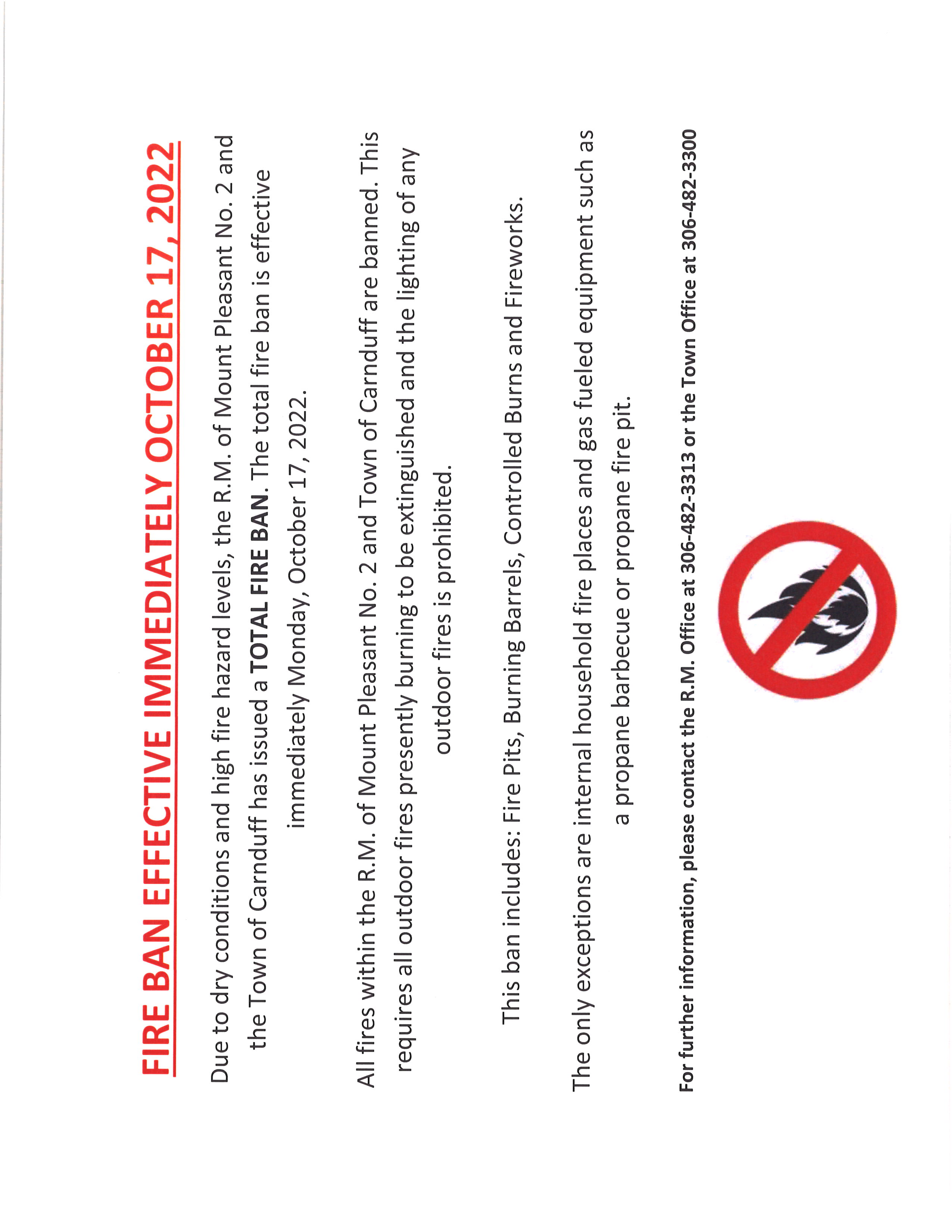 Fire Ban Effective Immediately for the Town of Carnduff and R.M. of ...